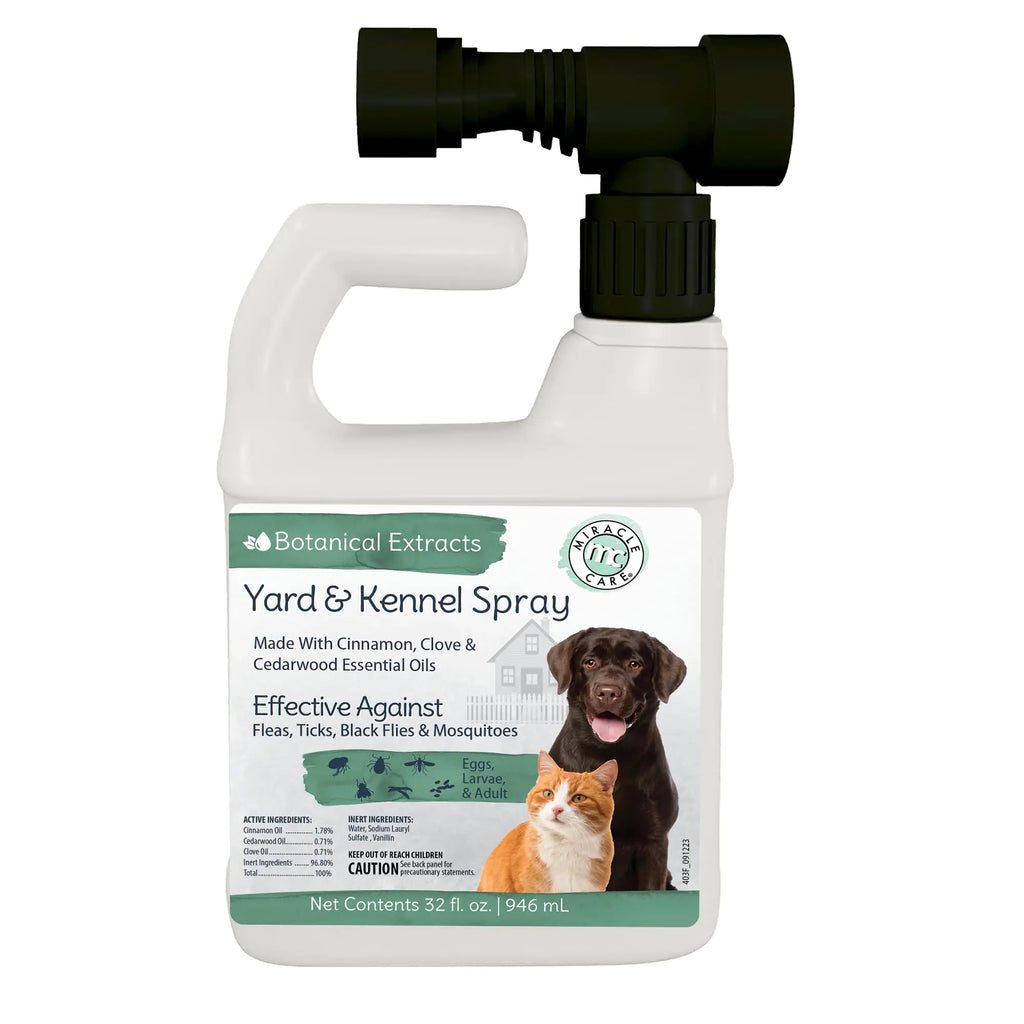Natural Yard and Kennel Flea & Tick Spray with Convenient Hose -End Sprayer Hookup. 32oz bottle covers up to 4 500 sq ft. Natural Chemistry Natural Yard and Kennel Flea & Tick Spray 32 oz.