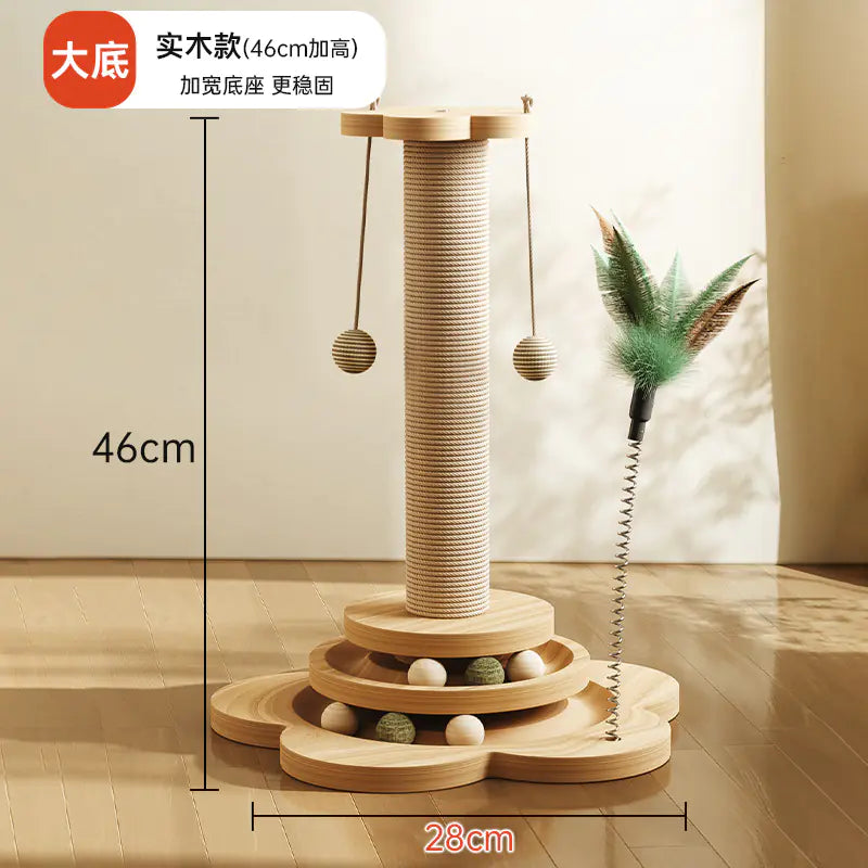 Wholesale Solid Wood Cat Toy with Sisal Scratch Post