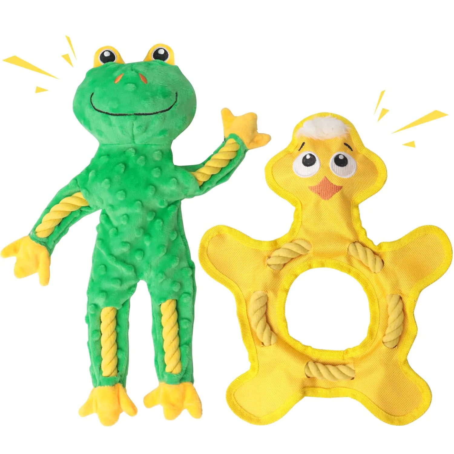 HUGEME Rope Dog Toys for Large Dogs Plush Tug of War Dog Toys Squeaky Dog Toys to Keep Them Busy Interactive Dog Toys for Small Medium Dogs - Pawluxe