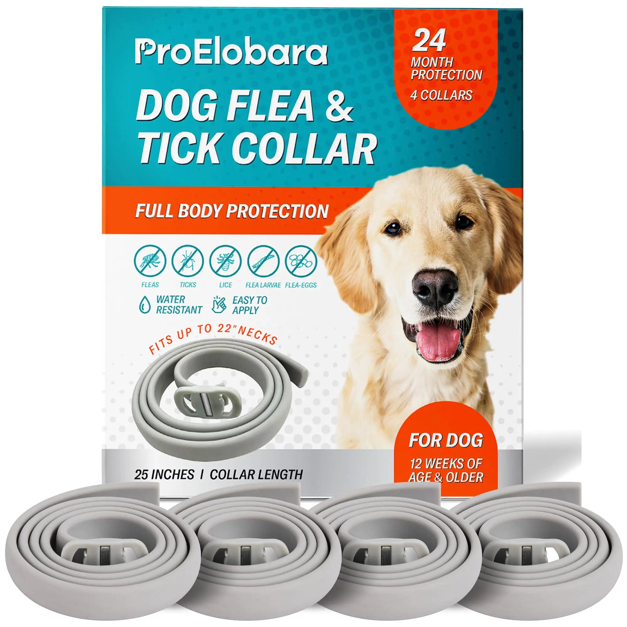 Dog Flea Tick Prevention Collar: Effective Flea Collar and Prevention for Dogs - Safe Dog Ticks Fleas Collars - Reliable Tick Flea Collars for Dogs - 24 Month Protection 4-Pack…
