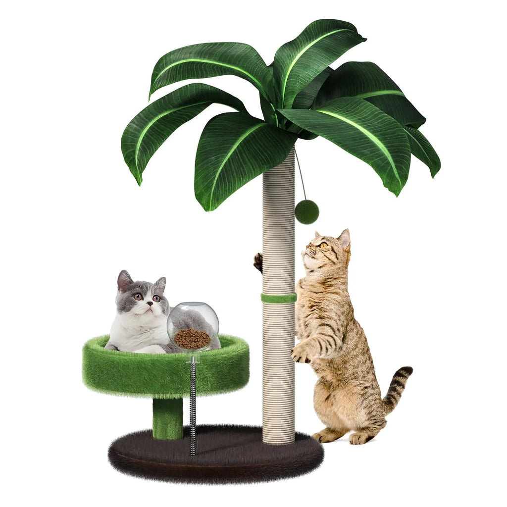 Cat Scratching Post with Bed Cat Tree Tower Natural Sisal Cat Scratcher Cat Bed Cute Cat Tree for Kittens and Cats