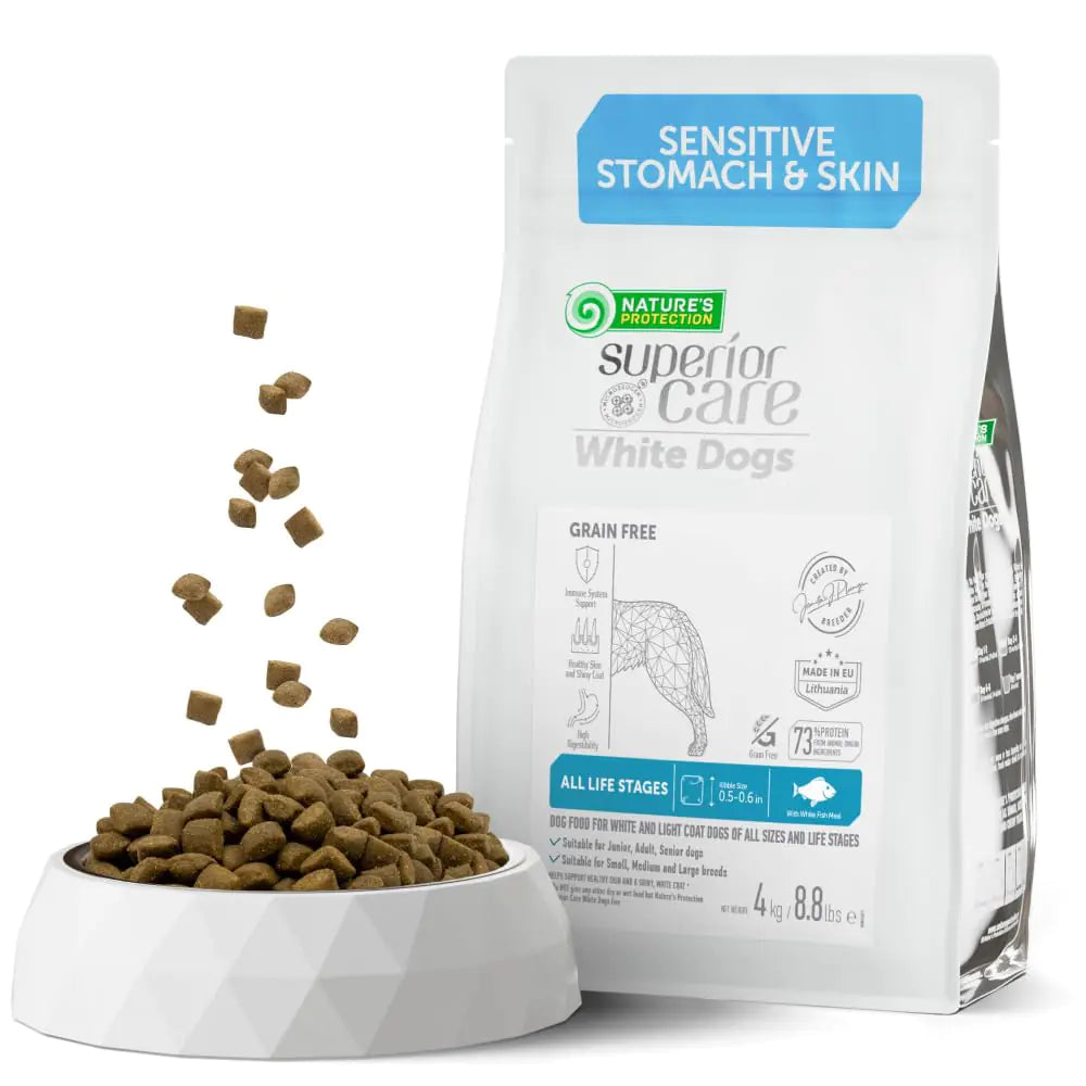 Natures Protection Superior Care Grain Free Dry Dog Food - Healthy Dog Food All Life Stages Dogs - Balanced Super Premium Dog Food - 1 Pack of 8.8lb Fish Flavor - Pawluxe