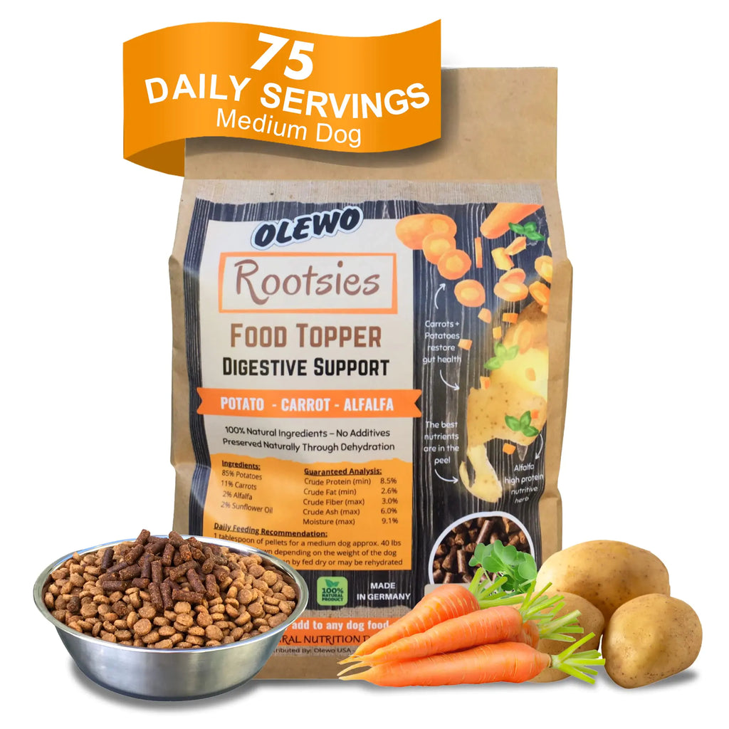 Olewo Rootsies Food Topper – Sensitive Stomach Dog Food Fiber for Dog Stool Hardener Dog Food Toppers for Picky Eaters Probiotics for Dogs Digestive and Dog Gut Health 2.2 lbs