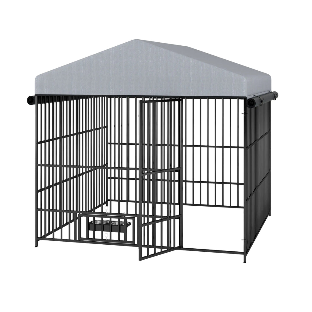 Large Kennel Outdoor Pet Pen Dog Running Pen Animal House Metal Chicken Coop Fence With Roof Cover - Pawluxe
