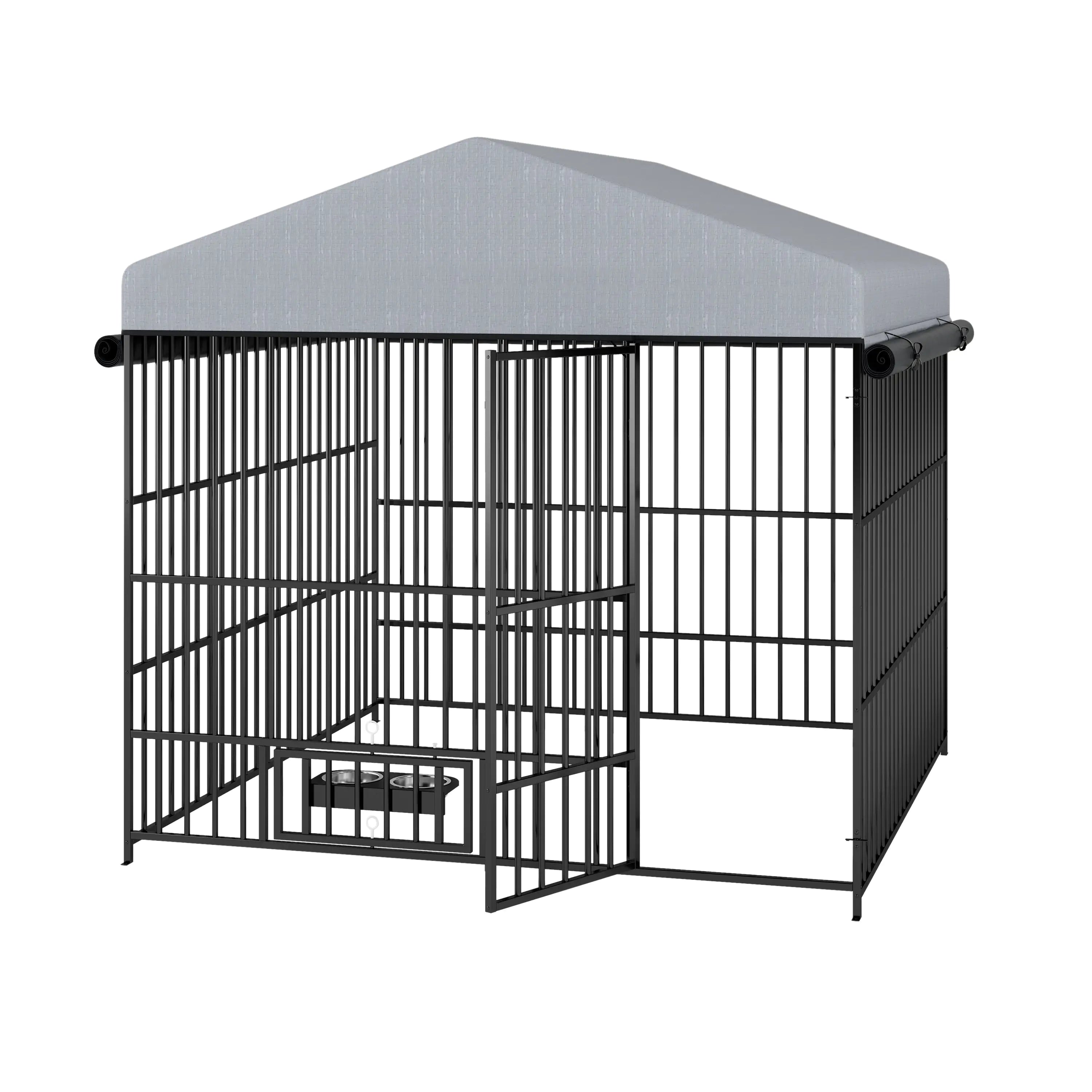 Large Kennel Outdoor Pet Pen Dog Running Pen Animal House Metal Chicken Coop Fence With Roof Cover - Pawluxe