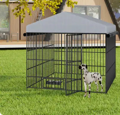 Large Kennel Outdoor Pet Pen Dog Running Pen Animal House Metal Chicken Coop Fence With Roof Cover - Pawluxe