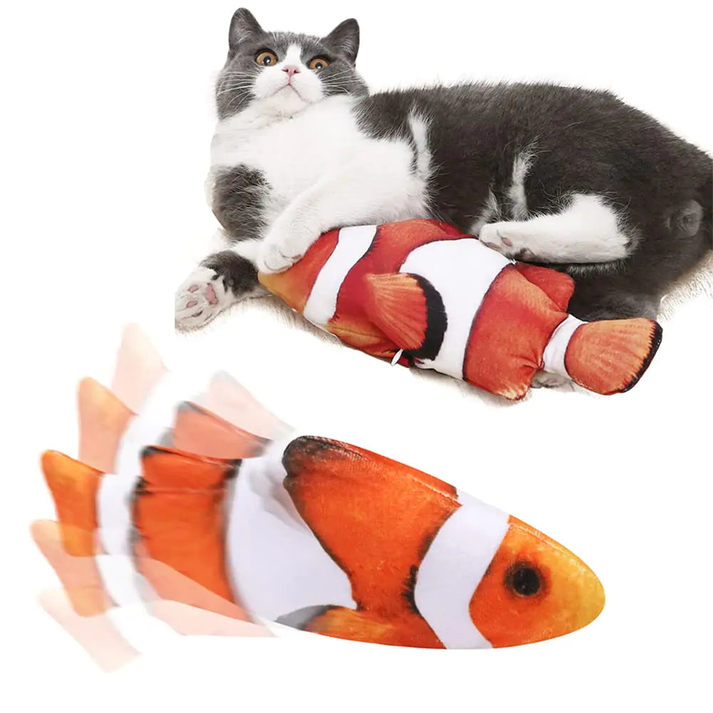 HAOZAIKEJI Automatic Flopping Fish Toy Cat Interactive Moving Fish Toy 3 Modes Rechargeable Flipping Flopping Fish Cat Toy Realistic Fish Shape Cat Catnip Kicker Toy(10.24 inches)