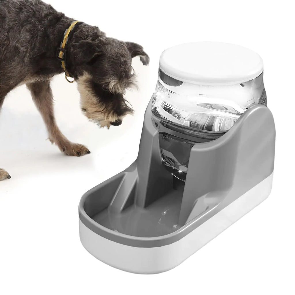 kathson Automatic Dog Water Dispenser 1 Gallon Gravity Cat Water Dispenser Dogs Water Station Bowl Large Capacity Feeder Waterer Pet Drinking Fountain Grey