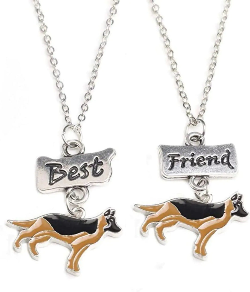 Harikaji Best Friend NecklacesLovely Dog Pendant Friendship Set Metal Necklace for Valentines Day Present Birthday Christmas (German Shepherd Dog)