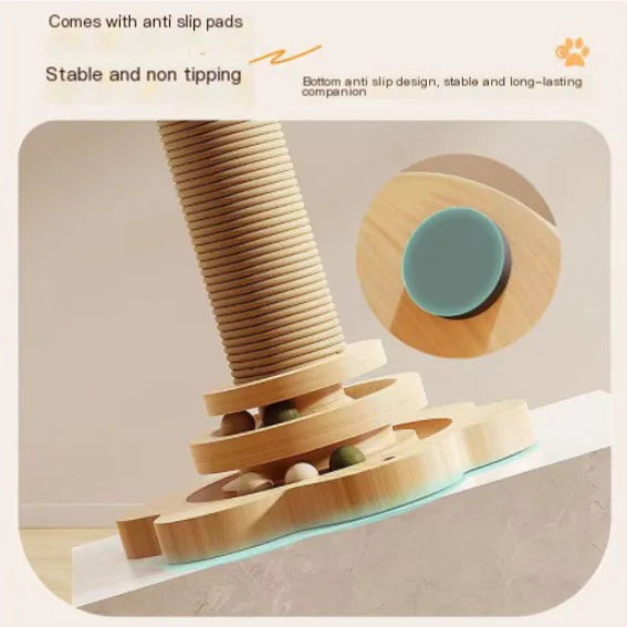 Wholesale Solid Wood Cat Toy with Sisal Scratch Post